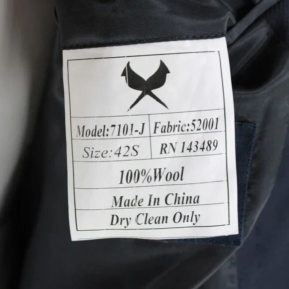 Cardinal of Canada NWT 100% Wool Sport Coat Size 42S US In Solid Navy Blue